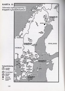 The basic initial deployment of the Swedish field army in the early Cold War era (Wallerfelt 1999)